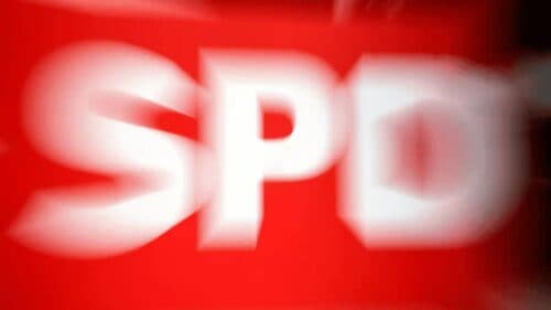 The spd logo is blurred in this photo