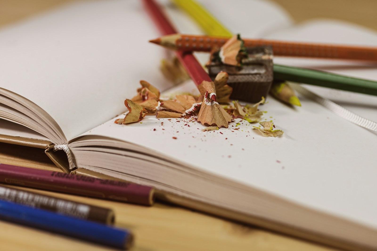 coloring pencils on white paper